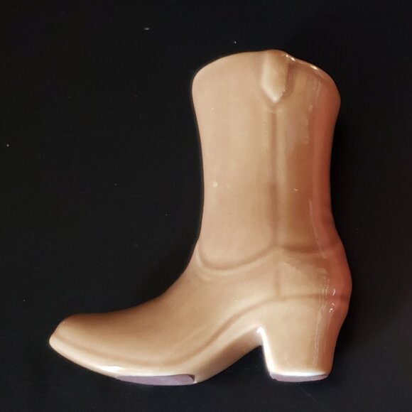 NEW Ceramic Cowboy Boots w Matches Holder Ceramic Box Striker Pink Tan Smokers - Picture 12 of 14
